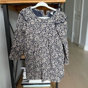 Toddler Girl Colored Organic Floral Long Sleeve Dress